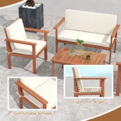 Tangkula 8 Pieces Patio Furniture Set, Acacia Wood Porch Chairs W/ Table -Tangkula Shop GUEST 99cb2104 e9ad 416f 982c 985462ffc3db