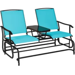 Tangkula Patio Loveseat Glider: 2-Person Outdoor Rocking Chair with Center Table -Tangkula Shop GUEST 9a008620 e98a 4370 99f4 7739c34903bd
