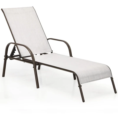 Tangkula 2-Piece Outdoor Chaise Lounge Set, Adjustable 5-Position Reclining Chairs with Armrests, Gray 8 Tangkula 2-Piece Outdoor Chaise Lounge Set, Adjustable 5-Position Reclining Chairs with Armrests, Gray - Image 8