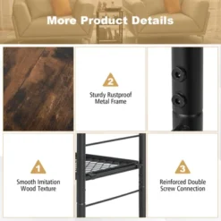 Tangkula 3-Tier Industrial Side Table Nightstand With Removable Mesh Metal Shelf Adjustable Leveling Foot Pads End Table -Tangkula Shop GUEST 9a351dcf db3d 44f3 bead ab8e19c3128a