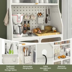 Tangkula 5-Tier Metal Baker's Rack Kitchen Pantry Cabinet W/ See-through Flip-up Door Pegboard Adjustable Shelf White 10 Tangkula 5-Tier Metal Baker's Rack Kitchen Pantry Cabinet W/ See-through Flip-up Door Pegboard Adjustable Shelf White -Tangkula Shop GUEST 9a46eb07 882d 41ec a9c6 f569656bb049