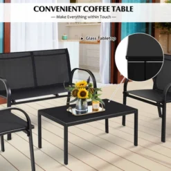 Tangkula 4PCS Furniture Set Chairs And Coffee Table Patio Garden Black -Tangkula Shop GUEST 9a49ce5d 371f 42f9 b5d2 cbe8a8c00249