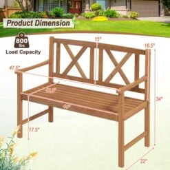 Tangkula 2-Person Acacia Wood Bench Outdoor Slats Loveseat Chair With Armrest Backrest Sturdy Frame 800lbs Load Capacity 16 Tangkula 2-Person Acacia Wood Bench Outdoor Slats Loveseat Chair With Armrest Backrest Sturdy Frame 800lbs Load Capacity -Tangkula Shop GUEST 9a559bdf 886b 420f ac05 72571dc80e9f