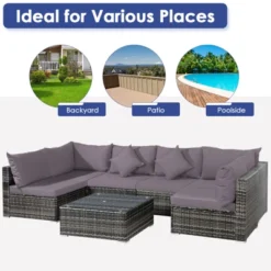 Tangkula 7 PCS Outdoor Patio Furniture Set All-Weather PE Rattan Sofa Set W/Coffee Table & Cushions -Tangkula Shop GUEST 9a75ae0e 03bd 4f84 a0e1 6b251815e1c0