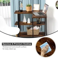 Tangkula Sofa Side Table W/Storage Shelves Mobile End Table Rolling Couch Table Desk For Living Room Bedroom -Tangkula Shop GUEST 9abd87e6 fb77 4cc8 a25e 8e75cf80ffa4