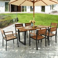 Tangkula 7-Piece Outdoor Patio Dining Set with Acacia Wood Table & 6 Armchairs 12 Tangkula 7-Piece Outdoor Patio Dining Set with Acacia Wood Table & 6 Armchairs -Tangkula Shop GUEST 9ae2d31e 6101 4941 aaee 4d3770be1338