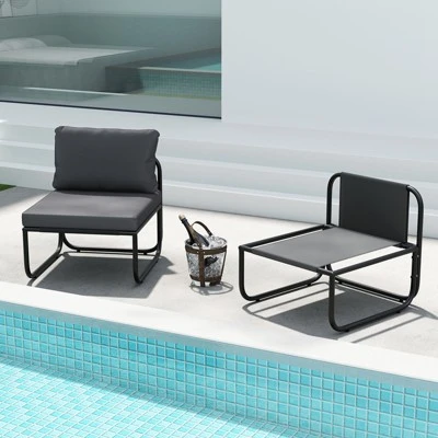 Tangkula Patio Chairs Set Of 2 W/ Removable Cushions Heavy Duty Metal Frame Poolside 2 Tangkula Patio Chairs Set Of 2 W/ Removable Cushions Heavy Duty Metal Frame Poolside - Image 2