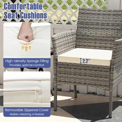 Tangkula Outdoor PE Wicker Chairs Set Of 4 Patio Dining Armchairs W/ Padded Cushions 6 Tangkula Outdoor PE Wicker Chairs Set Of 4 Patio Dining Armchairs W/ Padded Cushions - Image 6