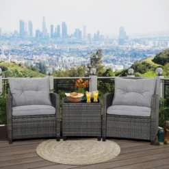 Tangkula 3-Piece Outdoor Wicker Conversation Set - Grey Rattan Patio Furniture with Tempered Glass Table 19 Tangkula 3-Piece Outdoor Wicker Conversation Set - Grey Rattan Patio Furniture with Tempered Glass Table -Tangkula Shop GUEST 9b3f6055 8614 4b31 bc7f d3020ee69d7c
