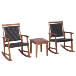 Tangkula 3 PCS Patio Rattan Bistro Set Outdoor Rocking Chairs & Table Set Rustic Brown 8 Tangkula 3 PCS Patio Rattan Bistro Set Outdoor Rocking Chairs & Table Set Rustic Brown -Tangkula Shop GUEST 9b6e3b99 faf7 4360 88c7 3919bdbff28d