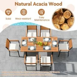 Tangkula 7-Piece Patio Furniture Set Outdoor Dining Chair Set For 6 W/ Acacia Wood & Metal Frame -Tangkula Shop GUEST 9b78b965 abbf 4e04 8f49 cbf3e06ecabb