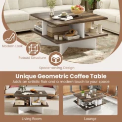 Tangkula 2-Tier Square Coffee Table W/ Storage Farmhouse Modern Accent Table Center Table 13 Tangkula 2-Tier Square Coffee Table W/ Storage Farmhouse Modern Accent Table Center Table -Tangkula Shop GUEST 9bbb1323 3881 4436 af26 1f17a3e5efed