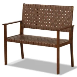 Tangkula Patio Loveseat Bench W/ Solid Rubber Wood Frame & Hand Woven PU Leather All Weather -Tangkula Shop GUEST 9c23f453 6bc1 4fd8 a478 73e375a29a52