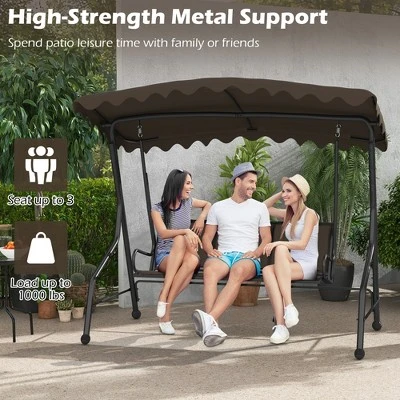 Tangkula 3-Seat Outdoor Swing, Porch Canopy Swing W/ Adjustable Shading Breathable Seat 5 Tangkula 3-Seat Outdoor Swing, Porch Canopy Swing W/ Adjustable Shading Breathable Seat - Image 5