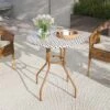 Tangkula 27.5" Outdoor PE Rattan Bistro Table with Heavy Duty Metal Frame