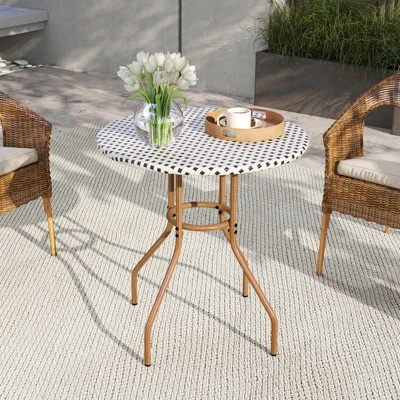 Tangkula 27.5" Outdoor PE Rattan Bistro Table with Heavy Duty Metal Frame 1 Tangkula 27.5" Outdoor PE Rattan Bistro Table with Heavy Duty Metal Frame