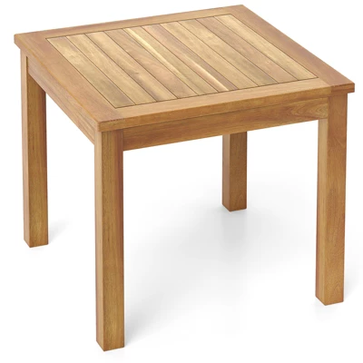 Tangkula Outdoor Square Teak Wood End Table Coffee Table For Porch Deck Garden Patio 7 Tangkula Outdoor Square Teak Wood End Table Coffee Table For Porch Deck Garden Patio - Image 7