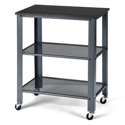 Tangkula Kitchen Utility Cart Industrial Coffee End Table W/Wheels Black/Silver 8 Tangkula Kitchen Utility Cart Industrial Coffee End Table W/Wheels Black/Silver - Image 8