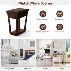Tangkula 2 Tier End Side Table Nightstand With Drawer Shelf Rubber Wood Classic Espresso 15 Tangkula 2 Tier End Side Table Nightstand With Drawer Shelf Rubber Wood Classic Espresso -Tangkula Shop GUEST 9de9151b 6276 4107 8db5 b926fb19d5b2