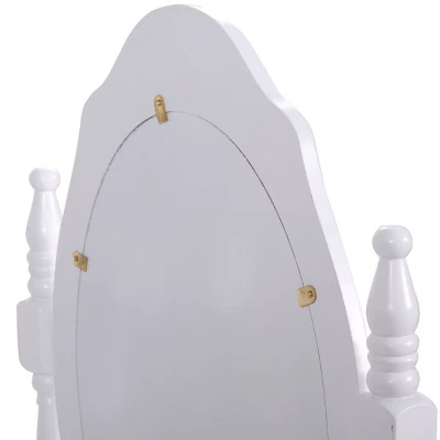 Tangkula Oval Mirror 4 Drawer Vanity Mirror Makeup Table W/ Cushioned Stool White 5 Tangkula Oval Mirror 4 Drawer Vanity Mirror Makeup Table W/ Cushioned Stool White - Image 5