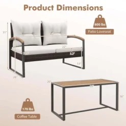 Tangkula 2-Piece Outdoor Wicker Furniture Set with Acacia Wood Coffee Table -Tangkula Shop GUEST 9e29a643 1bad 4a3b 837c 95ec9e94a854