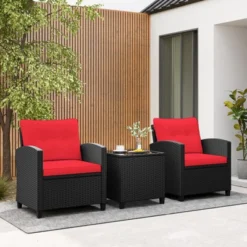 Tangkula 3 PCS Patio Furniture Set W/Tempered Glass Coffee Table Washable Cushions -Tangkula Shop GUEST 9e5f179e 547d 4a33 a3d9 8b244689d26b