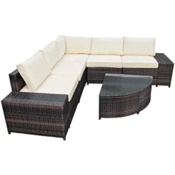 Tangkula 6-Piece Outdoor Rattan Conversation Set Sectional Sofa Set With Arc-Shaped Table 12 Tangkula 6-Piece Outdoor Rattan Conversation Set Sectional Sofa Set With Arc-Shaped Table -Tangkula Shop GUEST 9ea3ec39 cd24 497a 95f3 c3d7affd218d