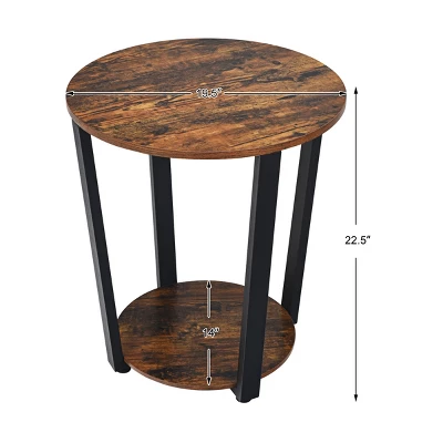 Tangkula 2-Tier Industrial Round End Table Metal Sofa Side Table W/ Storage Shelf 7 Tangkula 2-Tier Industrial Round End Table Metal Sofa Side Table W/ Storage Shelf - Image 7