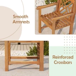 Tangkula Teak Wood Outdoor Patio Dining Chair with Ergonomic Slatted Seat -Tangkula Shop GUEST 9ebeda09 76de 4c3b 9d6c 8e1cb629b7a9