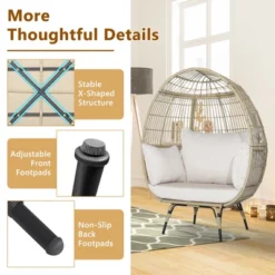 Tangkula Patio Rattan Oversized Wicker Egg Chair Stationary Lounge Basket W/ 4 Soft Cushions 18 Tangkula Patio Rattan Oversized Wicker Egg Chair Stationary Lounge Basket W/ 4 Soft Cushions -Tangkula Shop GUEST 9f046ebf fca0 4736 a7b7 b9aa98a67d42