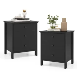 Tangkula 2-Piece 3Drawers Modern Nightstand Bedside Table Wooden End Table Black/White -Tangkula Shop GUEST 9f63d539 673b 421b 9e45 57f8b5f39357