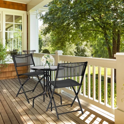 Tangkula 3-Piece Outdoor Patio Bistro Set with Folding Chairs and Tempered Glass Table 1 Tangkula 3-Piece Outdoor Patio Bistro Set with Folding Chairs and Tempered Glass Table