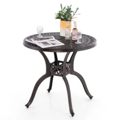 Tangkula 31.5" Cast Aluminum Table Round Dining Table W/ 2" Umbrella Hole Patio -Tangkula Shop GUEST 9fb5cef5 aa2e 4b75 a6e5 abe0ad007a10