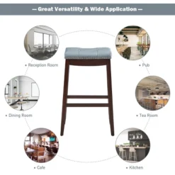 Tangkula Set Of 4 Saddle Bar Stools Backless Nailhead Counter Stool With Grey Cushions Coffee/White -Tangkula Shop GUEST 9fc770e9 b1d7 4489 85c0 f2b4a36a1021
