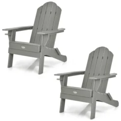 Tangkula 2PCS Folding Adirondack Chair Outdoor Adirondack Chair Weather Resistant Lounger For Backyard Porch Poolside Turquoise/Grey/White/Black -Tangkula Shop GUEST 9ff4d002 14bd 40cd 8661 84ab932a1b21
