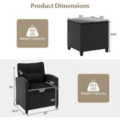 Tangkula 3 Piece Patio Furniture Set, Rattan Conversation Set W/Soft Seat & Back Cushions, Tempered Glass Topped Coffee Table Black 16 Tangkula 3 Piece Patio Furniture Set, Rattan Conversation Set W/Soft Seat & Back Cushions, Tempered Glass Topped Coffee Table Black -Tangkula Shop GUEST a007ba72 50a7 4774 b3c4 ccb98bf5955b