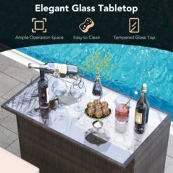 Tangkula 3 Pieces Patio Bar Set PE Wicker Outdoor Bar Table & Stools Set W/ Removable Cushions -Tangkula Shop GUEST a00aaead 1501 4bc9 91d1 08a9d0a6e51e