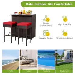 Tangkula 3PCS Patio Wicker Rattan Bar Set Table W/2 Cushioned Stools 13 Tangkula 3PCS Patio Wicker Rattan Bar Set Table W/2 Cushioned Stools -Tangkula Shop GUEST a02222c0 e377 4ecd be38 c74ef4617700