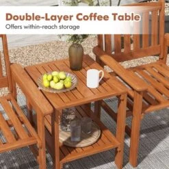 Tangkula 3-Piece Outdoor Solid Wood Bistro Set with Umbrella Hole Table -Tangkula Shop GUEST a02e6816 ab7d 4941 b16a d015281c0051