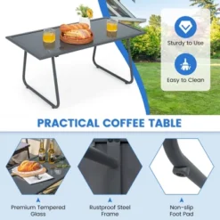 Tangkula 4PCS Metal Outdoor Conversation Set Patio Furniture Set W/ Glass Table -Tangkula Shop GUEST a06937e0 21cd 4724 9f0e 3aba22ed7a52