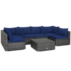 Tangkula 7PCS Patio Rattan Sectional Sofa Set Outdoor Furniture Set W/ Cushions -Tangkula Shop GUEST a0708c41 9a6e 4512 89d6 1d3cac01a935