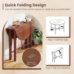 Tangkula 36" Foldable Kitchen Table Round Dining Table W/Solid Rubber Wood Legs -Tangkula Shop GUEST a0ec8553 67fa 42fe 91d3 e17fdc53ceb6