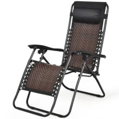 Tangkula Folding Recliner Patio Rattan Zero Gravity Lounge Chair with Headrest -Tangkula Shop GUEST a0f14666 302c 4fc4 8957 9dd25e165964 1