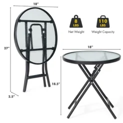 Tangkula 18" Patio Side Table Outdoor Folding Coffee Table W/ Tempered Glass Table Top -Tangkula Shop GUEST a0fadfc6 8fb8 4f54 a13c 4e2e4306d9b8