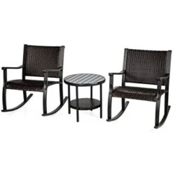 Tangkula 3-Piece Outdoor Wicker Rocking Bistro Set with Coffee Table 11 Tangkula 3-Piece Outdoor Wicker Rocking Bistro Set with Coffee Table -Tangkula Shop GUEST a107556f fed3 4bd0 90b8 9985f0d82cf3