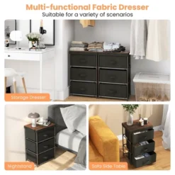 Tangkula 2PCS Fabric Bedside Table 3 Drawers Nightstand Small Dresser Bedroom Living Room -Tangkula Shop GUEST a158bf15 f93a 4d1f 8686 75565ea18823