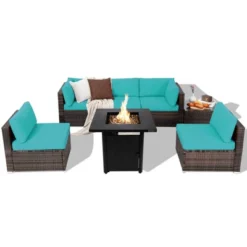 Tangkula 7-Piece Outdoor Rattan Sectional Set with 50,000 BTU Propane Fire Pit -Tangkula Shop GUEST a161504d 1ce6 48db 89dc 9426c584124d