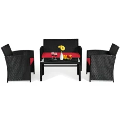 Tangkula 4-Piece Outdoor Patio Rattan Furniture Set - Red Cushions 11 Tangkula 4-Piece Outdoor Patio Rattan Furniture Set - Red Cushions -Tangkula Shop GUEST a16c763c ad5c 4f5d 9457 4af8c15b2e1b