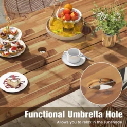 Tangkula 67" Heavy-Duty Rectangle Table Acacia Wood Dining Table W/ Umbrella Hole Patio 6 Tangkula 67" Heavy-Duty Rectangle Table Acacia Wood Dining Table W/ Umbrella Hole Patio -Tangkula Shop GUEST a16f6061 ee55 4b91 97f8 4a8a67e1d7c8