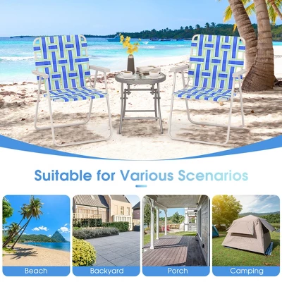 Tangkula 2-Piece Lightweight Folding Webbing Beach and Lawn Chairs - Blue 4 Tangkula 2-Piece Lightweight Folding Webbing Beach and Lawn Chairs - Blue - Image 4